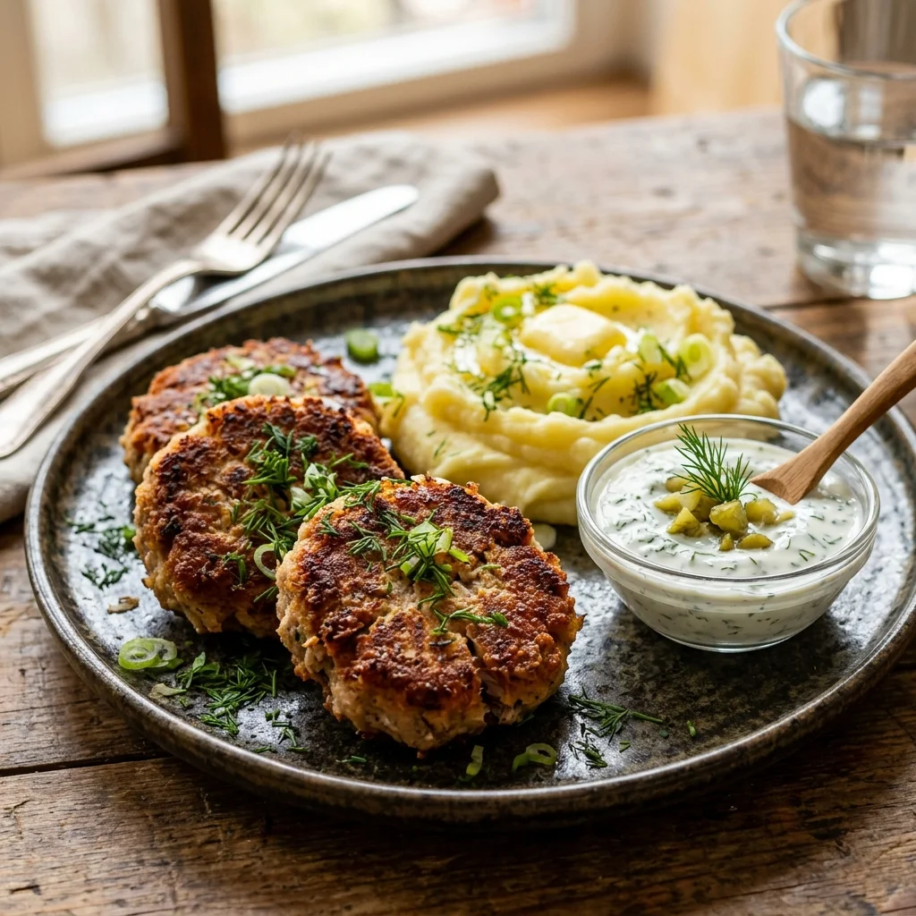 Cover: Knusprige Thunfischfrikadellen mit Kartoffelpüree: Das ultimative Express-Rezept